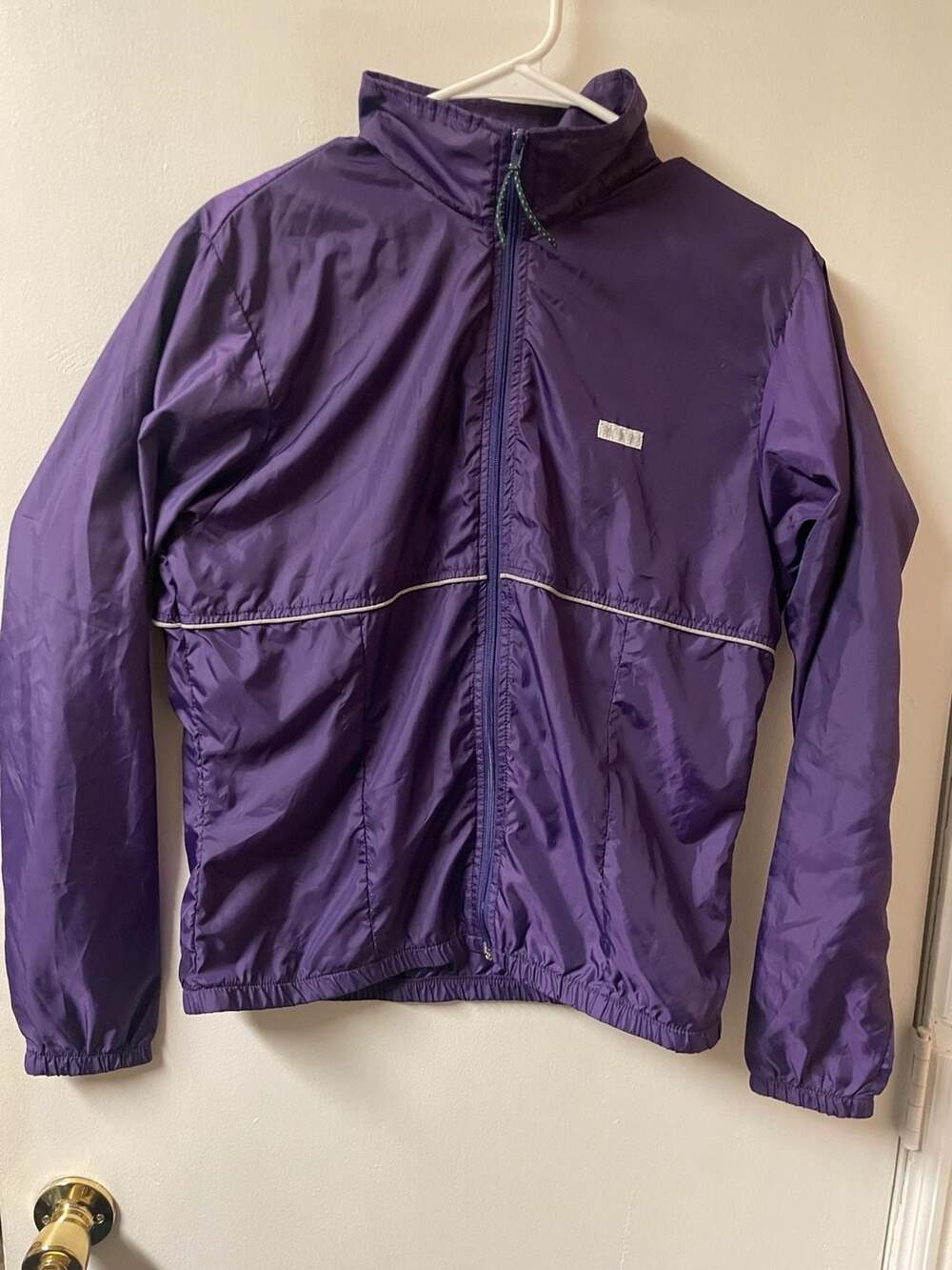 Vintage Hind Made in USA Purple Reflective Full Zip Running Windbreaker Jacket